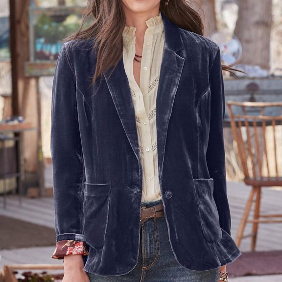 Munlar Trench Coats For Women,Women Cozy Retro Long Sleeve Velvet Solid Buttons Pokets Jacket Cardigan Loose Coat Top