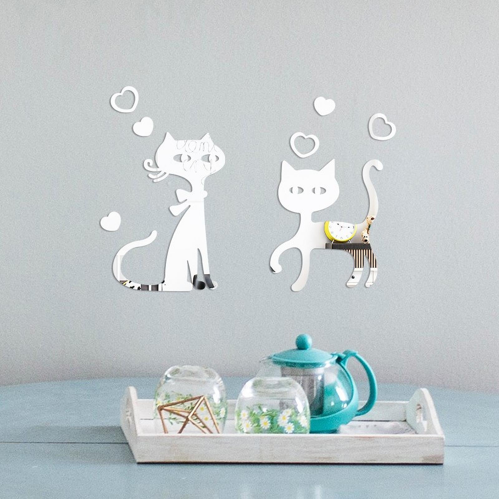 Cat Shape Sticker Munlar Wall Decals Peel and Stick,3D Diy Cat Shape Acrylic Wall Sticker ...
