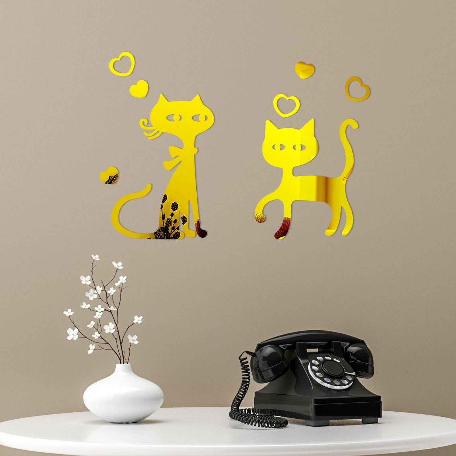 Cat Shape Sticker Munlar Wall Decals Peel and Stick,3D Diy Cat Shape Acrylic Wall Sticker ...