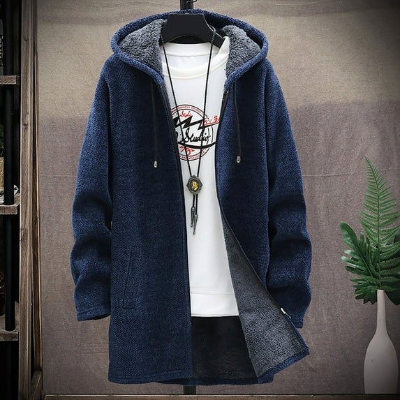 Munlar Western Jackets for Men- solid color hooded windbreaker mid-length hooded Casual Men'S Down Jackets & Coats Christmas Winter Coat Clearance