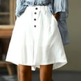 thumbnail image 1 of Munlar White Women's Shorts Elastic Waist Casual Shorts Wide Leg Shorts Summer Plus Size Cotton Linen Shorts with Pockets, 1 of 8