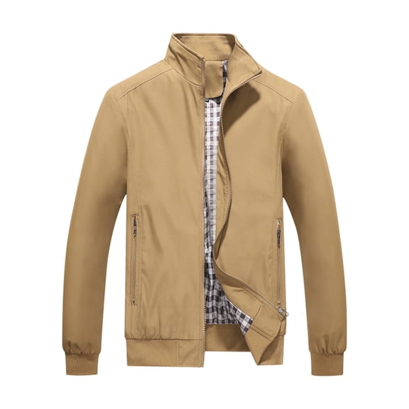 Munlar Winter Jacket- Zipper Pocket Ribbed Hem Non-hooded Sports Solid White Coat Christmas Winter Coat Clearance