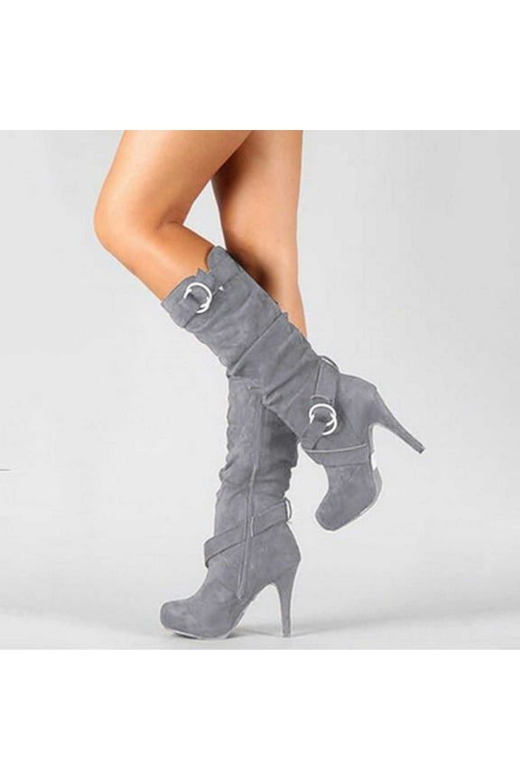 Women's High-Heels Over-the-Knee Boots-Warm Black Boots For Women Knee High Christmas Thigh High Women's High-Heels Over-the-Knee Boots Non Slip Womens Winter Boots Clearance