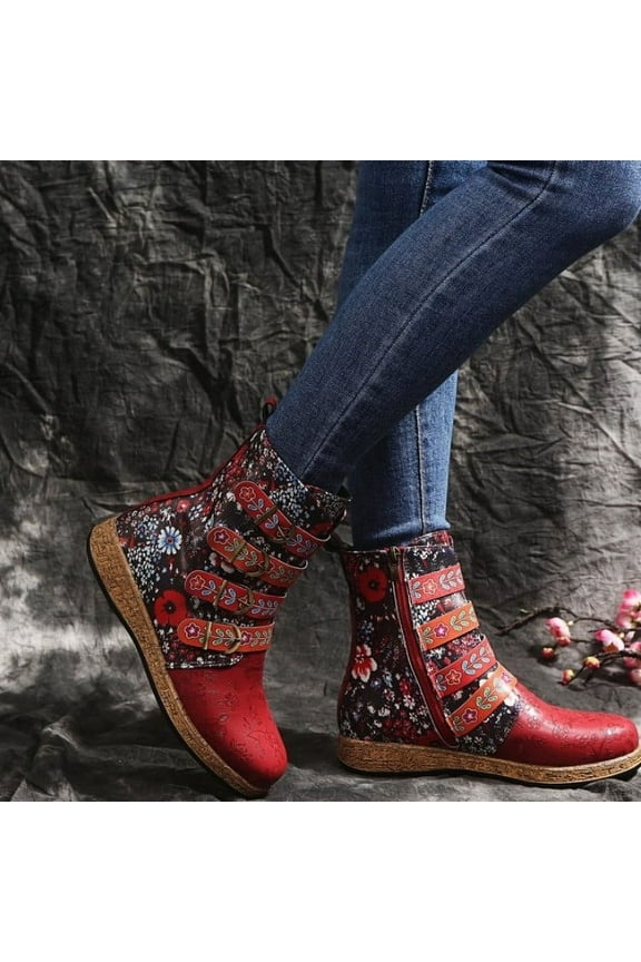 Munlar Women's Low-Heeled Mid Calf Boots-Lace-Up Warm Christmas Womens Shoes Gold Boots Non Slip Womens Winter Boots Clearance