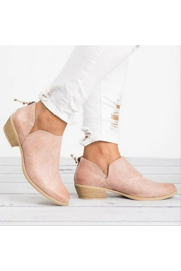 Munlar Women's Low-heeled Ankle Boots-Christmas ic Boots Square Toe Ankle Warm Walking Shoes Women Non Slip Womens Winter Boots Clearance