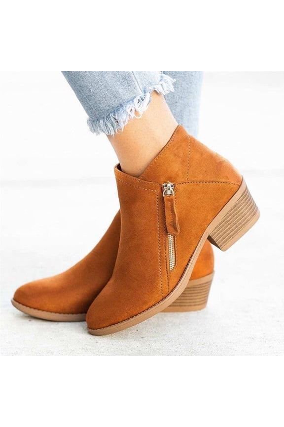 Women's Middle Mid Calf Boots-Cowboy Warm Womens Western Boots Winter Fashion Christmas Womens Shoes Womens Boots