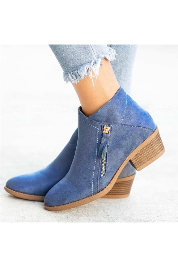 Munlar Women's Low-heeled Ankle Boots-Non Slip Orange Boots Women's Low-heeled Ankle Boots Warm Christmas Cowboy Womens Winter Boots Clearance