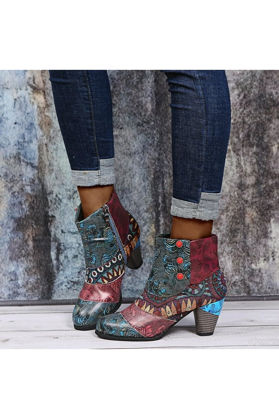 Munlar Women's Middle Ankle Boots-Dress Shoes For Women Christmas Lug Sole Born Boots For Women Warm Non Slip Zipper Womens Winter Boots Clearance