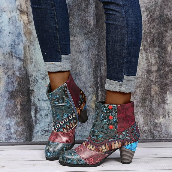Munlar Women's Middle Ankle Boots-Non Slip Pink Platform Boots Hiking Christmas Warm Walking Shoes Women Zipper Womens Winter Boots Clearance