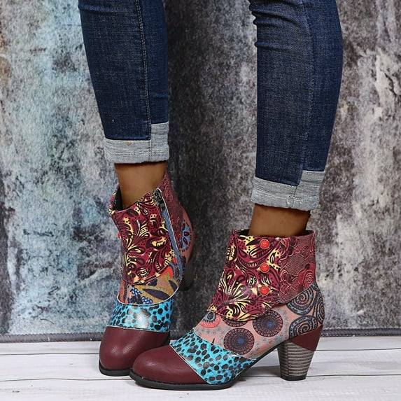 Munlar Women's Middle Ankle Boots-Womens Hiking Boots Christmas Warm Non Slip Shoes For Women Non Slip Zipper Hiking Womens Winter Boots Clearance