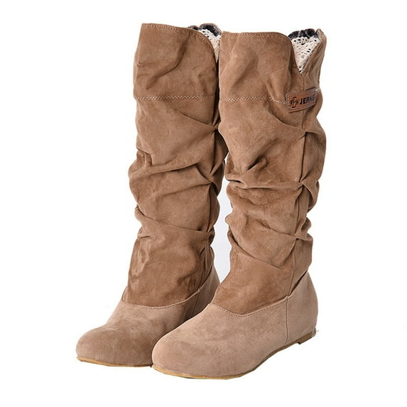 Munlar Women's Middle Mid Calf Boots-Chukka Non Slip Christmas Warm Plus Size Boots Extra Wide Calf Women's Middle Mid Calf Boots Womens Winter Boots Clearance