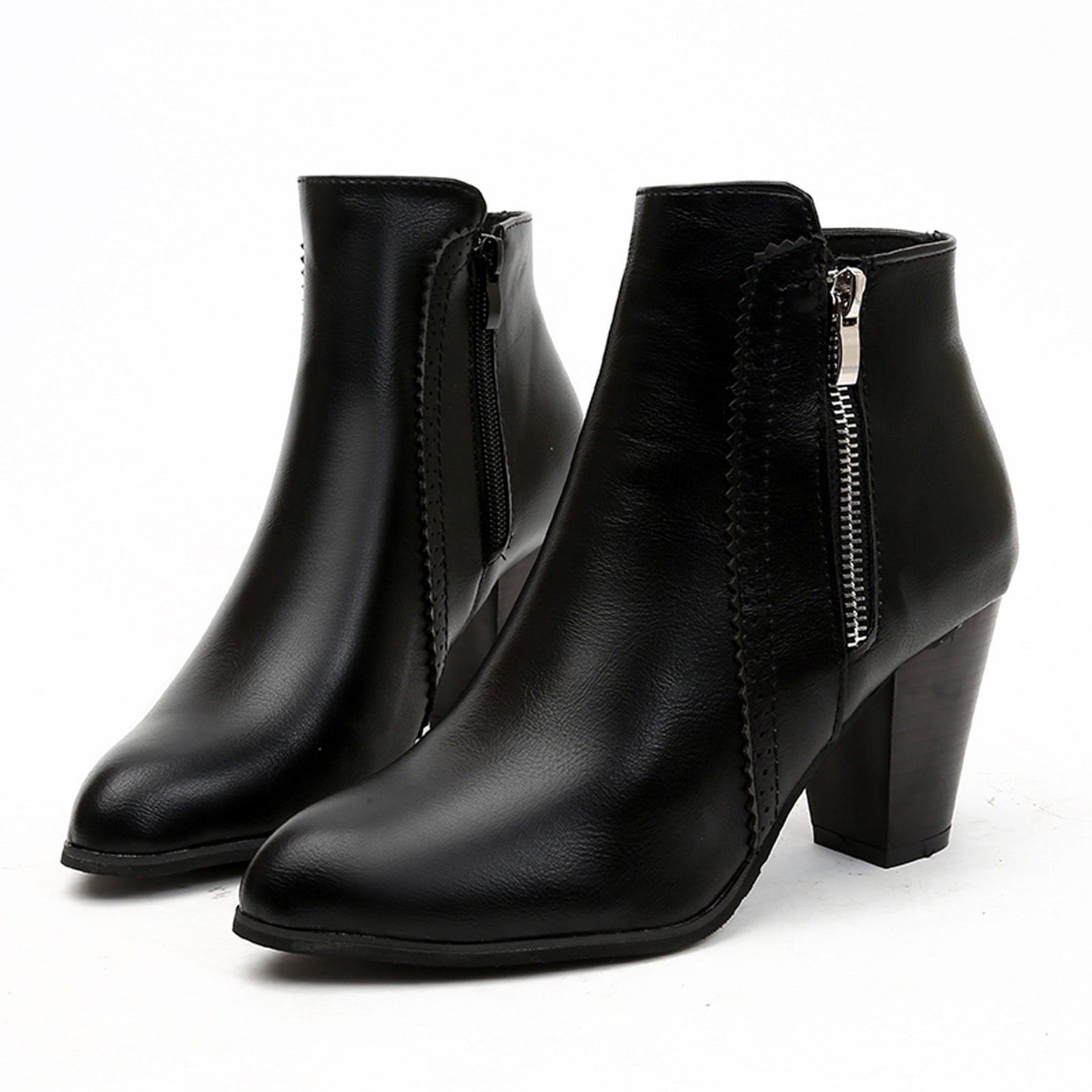 Munlar Women's Middle Mid Calf Boots-Zipper Christmas Non Slip Lug Sole Dress Shoes For Women Warm Women Boots Clearance Sale Womens Winter Boots Clearance