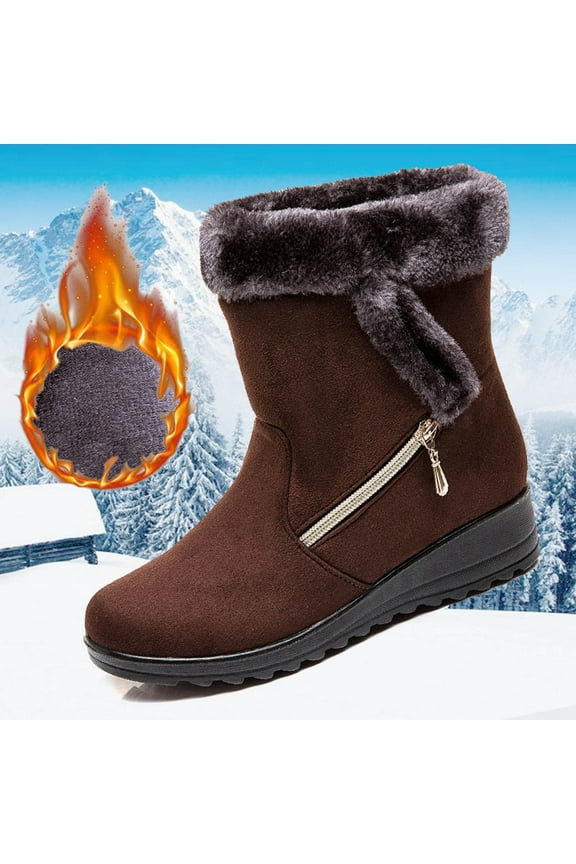 Women's Snow Boots-Women'S Mid-Calf Boots Mid Calf Warm Non Slip Shoes For Women Non Slip Christmas Womens Winter Boots Clearance