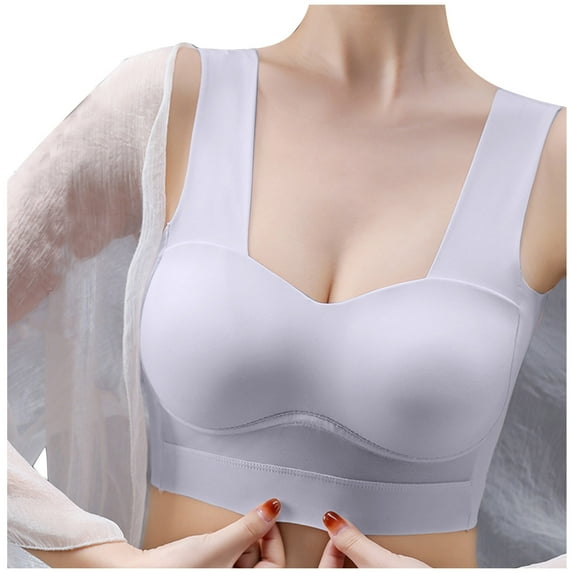 Munlar Womens Bra Wire-Free Comfortable Stretchy Full Coverage Everyday Bra Gray Push-Up Basic Bra XXL