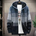 thumbnail image 1 of Munlar Womens Cardigan Sweaters,Fleece Thick Stripe Color Matching Hooded Sweater Coat Gradient Casual Men's, 1 of 9