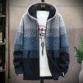 thumbnail image 1 of Munlar Womens Cardigan Sweaters,Fleece Thick Stripe Color Matching Hooded Sweater Coat Gradient Casual Men's, 1 of 9