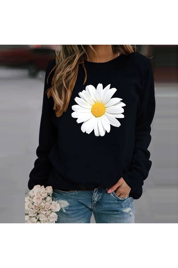 Womens Cardigan Sweaters,Winter Womens Casual Sweatershirts Ladies Daisy Print Sweatshirt Sweater Tee Sweater