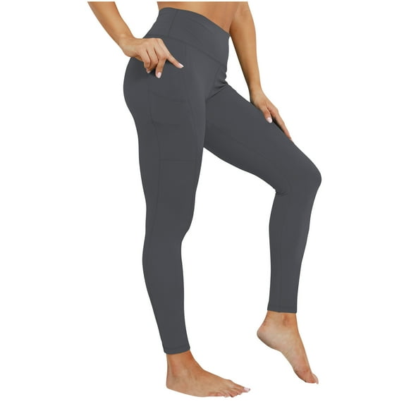 Munlar Womens Leggings High Waist Dark Gray with Pockets Skinny Athletic Pants for Women
