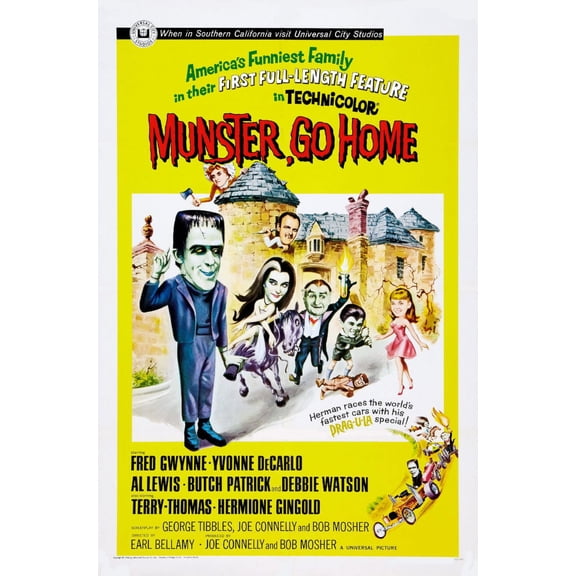 Munster Go Home Movie Poster Reprint 27inx40in for any room 27x40 Square Adults Poster Time