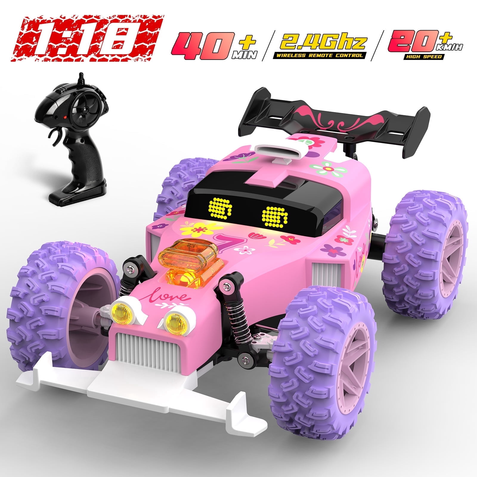 Gmdisc Remote Control Car, 1:18 High Speed RC Cars, 20+ km/h Toy for Boys & Girls Christmas Birthday Gifts for Kids