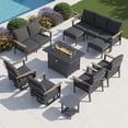 thumbnail image 1 of Muphyers 10 Piece Aluminum Outdoor Patio Furniture Set, 55000 BTU CSA Propane Fire Pit Table, 360° Swivel Rocker Sofa Set with Ottomans, All Weather for Backyard, Garden, Porch,Black, 1 of 12