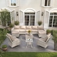 thumbnail image 1 of Muphyers 11 Piece Wicker Outdoor Patio Furniture Set, All Weather Rattan Sectional Sofa, 360° Swivel Rocking Chairs, Ottomans, Outdoor Conversation Set for Backyard Garden Poolside Deck Porch,Beige, 1 of 9