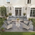thumbnail image 1 of Muphyers 11 Piece Wicker Outdoor Patio Furniture Set, All Weather Rattan Sectional Sofa, 360° Swivel Rocking Chairs, Ottomans, Outdoor Conversation Set for Backyard Garden Poolside Deck Porch,Gray, 1 of 9