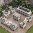 thumbnail image 1 of Muphyers 13 Pcs Patio Furniture Set with 43” 55000BTU Fire Pit Table, 360° Swivel Rocking Chairs, Wicker Outdoor Sectional Sofa Set, 4" Waterproof Cushions Conversation Set for Backyard Garden,Gray, 1 of 12