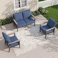 thumbnail image 1 of Muphyers 3 Pieces Aluminum Patio Furniture Set for 7, All Weather Outdoor Conversation Set with Thick Washable Cushions, Oversized Seat for Backyard, Porch, Deck,Navy Blue, 1 of 12