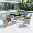 thumbnail image 1 of Muphyers 5 Piece Patio Dining Sets for 4 Comfortable Ergonomic Seats Durable Rattan Glass Top Patio Table and Chair Set Removable Cushions Conversation Sets for Home Patio Garden Kitchen,Black, 1 of 7