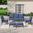 thumbnail image 1 of Muphyers 5 Piece Patio Furniture Set with Ottomans, 5.1" Thick Cushions Patio Conversation Sets, Ergonomic Design Outdoor Sectional Furniture Set for Balcony, Porch, Backyard,Navy Blue, 1 of 12