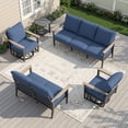 thumbnail image 1 of Muphyers 5 Pieces Aluminum Patio Furniture Set, 360° Swivel Rocker Chairs, 3.3" Wide Armrests Patio Conversation Sets, 5.1" Washable Cushions Outdoor Couch for Backyard, Deck, Poolside,Navy Blue, 1 of 14
