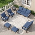 thumbnail image 1 of Muphyers 7 Piece Aluminum Patio Furniture Set, All Weather Patio Conversation Sets, Swivel Rocking Chairs and Ottomans, 5.1" Cushions Outdoor Couch for Porch, Garden, Backyard, Deck,Navy Blue, 1 of 15