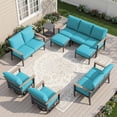 thumbnail image 1 of Muphyers 8 Piece Aluminum Patio Furniture Set, All Weather Patio Conversation Sets, Swivel Rocking Chairs and Ottomans, 5.1" Cushions Outdoor Couch for Porch, Garden, Backyard, Deck,Turquoise, 1 of 15