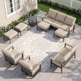 thumbnail image 1 of Muphyers 9 Piece Aluminum Patio Furniture Set, All Weather Patio Conversation Sets, Swivel Rocking Chairs and Ottomans, 5.1" Cushions Outdoor Couch for Porch, Garden, Backyard, Deck,Khaki, 1 of 15