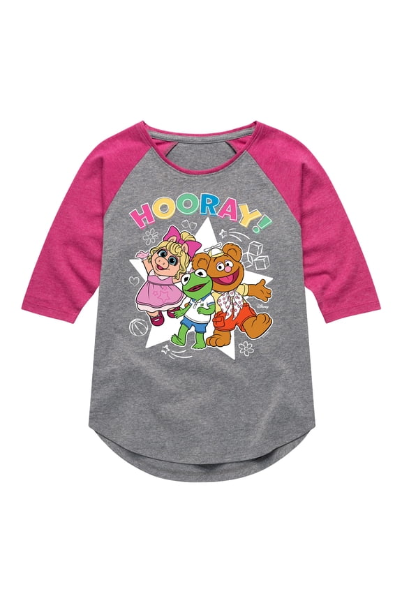 - Hooray - Toddler & Youth Girls Raglan Graphic T-Shirt