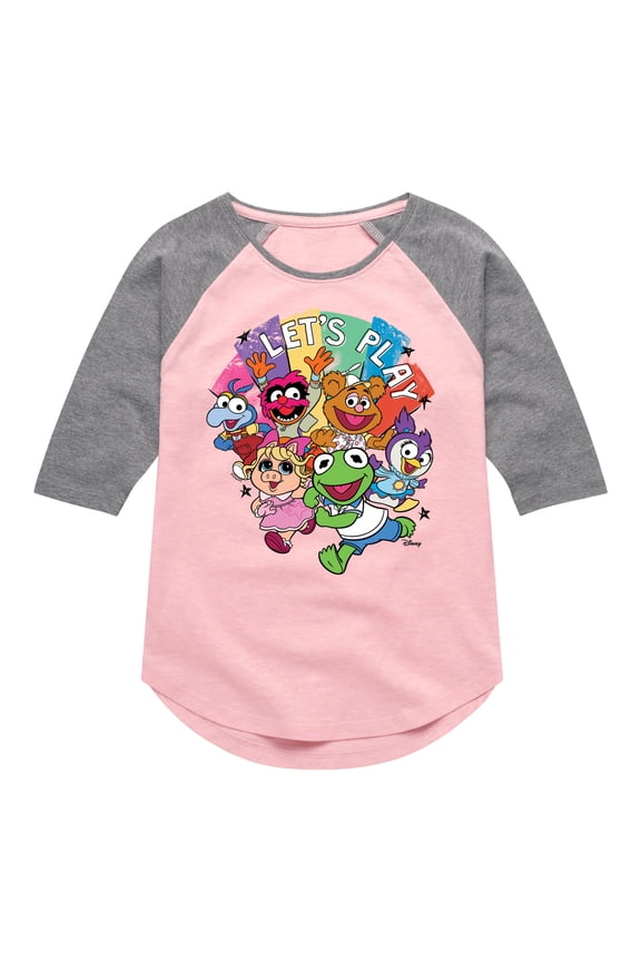 - Let's Play - Toddler & Youth Girls Raglan Graphic T-Shirt