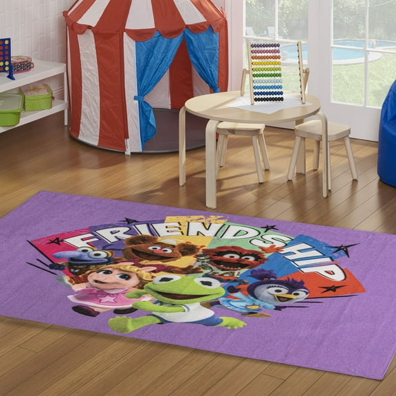 Muppet Babies HD Digitally Printed Rug, 4'6"x6'6", Multi-Color