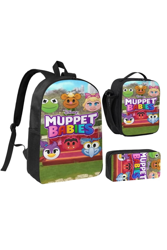 Muppet Babies Three piece backpack set young backpack combination backpack lunch bag pencil case