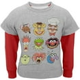 thumbnail image 1 of Muppets - Raver Faces Juvy Reversible Crewneck Sweatshirt - Juvy 5/6, 1 of 2