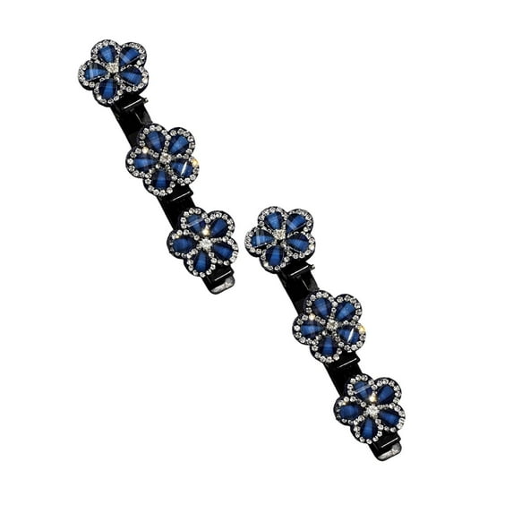 Mupvlun 2 Pcs Braided Hair Clips, Sparkling Stone Braided Hair Clips for Women, Rhinestone Duckbill Hairpin Dark Blue