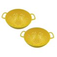 thumbnail image 1 of Mupvlun 2 Pcs Mini Colanders - Food Strainers with Double Handles for Fruits, Vegetables, Pasta Yellow, 1 of 4