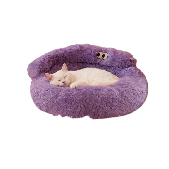 Mupvlun 2026 Upgraded Cat Beds for Indoor Cats, Portable Bed Durable Covered Cat Bed For Indoor Use, Soft Puppy Bed For Owners (M, 19.69''x19.69'x9.06'') Purple-2