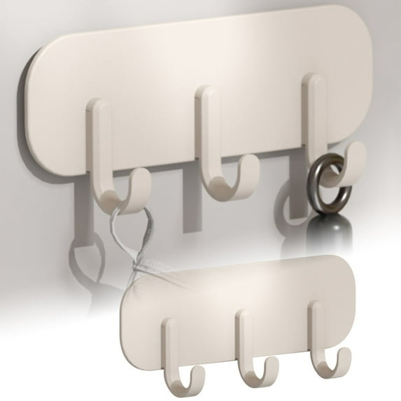 Mupvlun Coat Rack with 3 Hooks – Wall Mounted 4" Coat Rack, Home Storage Hooks for Hanging Clothes, Hats, Purse and Keys Beige