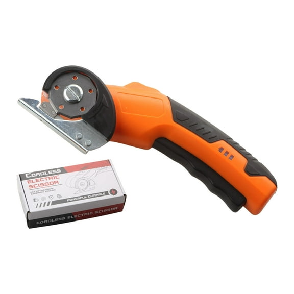 Mupvlun Cordless Universal Cutter, Electric Scissors, Cardboard Cutter, Rotary Cutter, Self-Sharpening Blade, Cuts Leather, , Carpets, Cardboard & More Orange