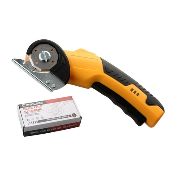 Mupvlun Cordless Universal Cutter, Electric Scissors, Cardboard Cutter, Rotary Cutter, Self-Sharpening Blade, Cuts Leather, , Carpets, Cardboard & More Yellow