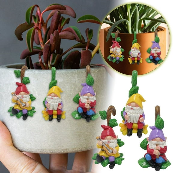 Mupvlun Cute Climbing Figurines Flower Pot Hugger, Resin Garden Statue, Outdoor Decor Fence Ornaments for Patio Lawn Garden Yard (Music ) Red