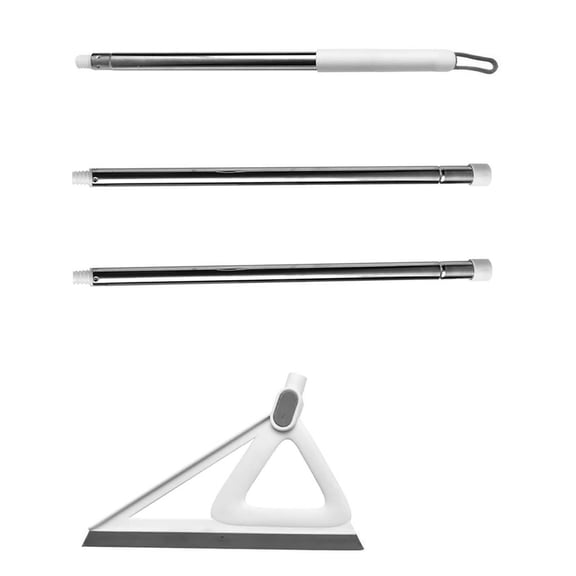 Mupvlun Extendable Long Handle Rubber Squeegee Broom - Multi-Purpose Cleaning Tool for Floors, Windows & Hair Removal Grey