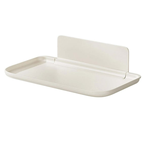 Mupvlun Foldable Floating Shelves for Wall - No Drill White Wall Shelves for Bathroom, Bedroom, RV, Kitchen | Adhesive Shelves for Phones, Watches (28x16x7.5cm) B