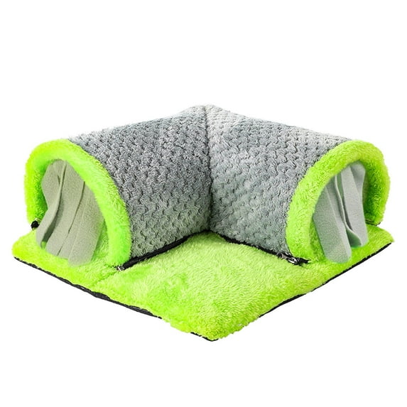 Mupvlun Funny Plush Tunnel Bed, Soft Removable Guinea Tunnels And Tubes For Cage, Fluffy Tunnel, Small Animal Hideou Corner Green